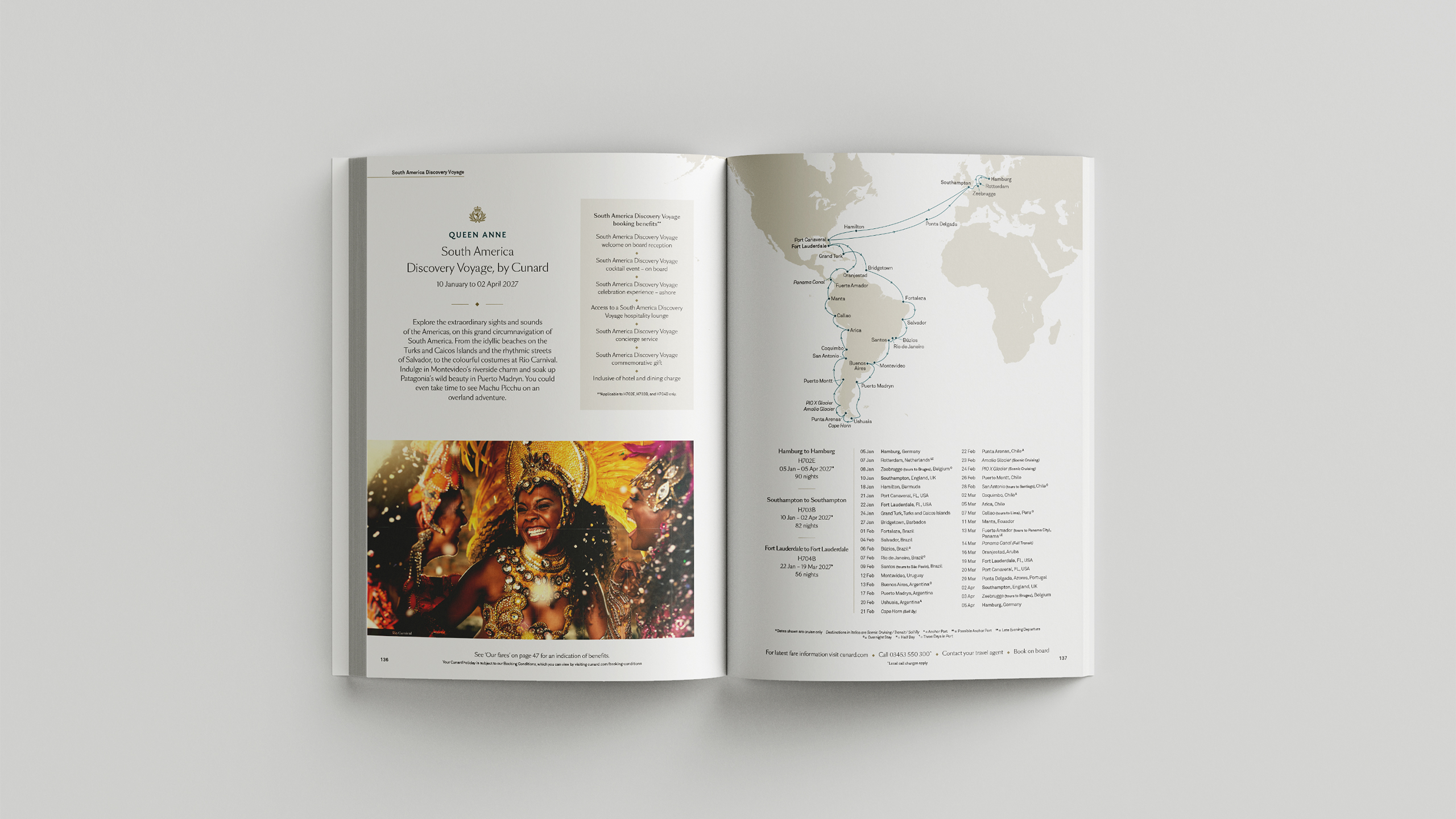 Closing brochure spread showing the voyage map