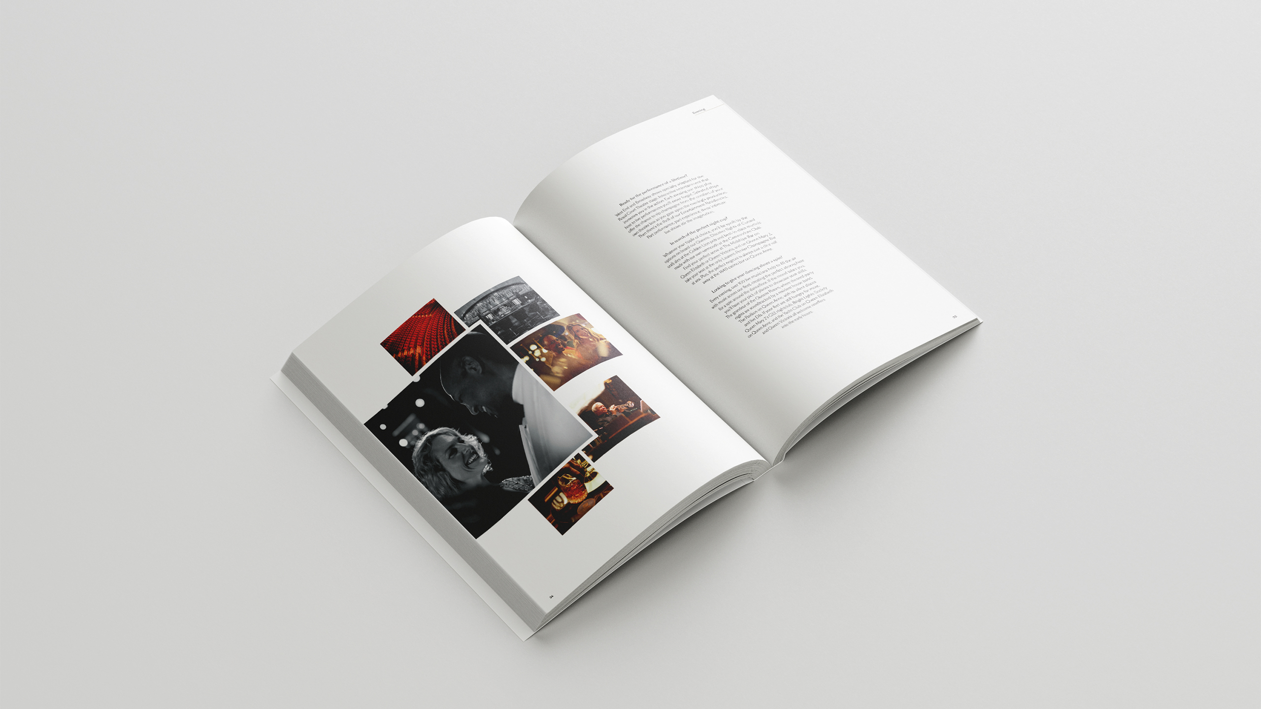 Editorial spread pairing destination photography with running text