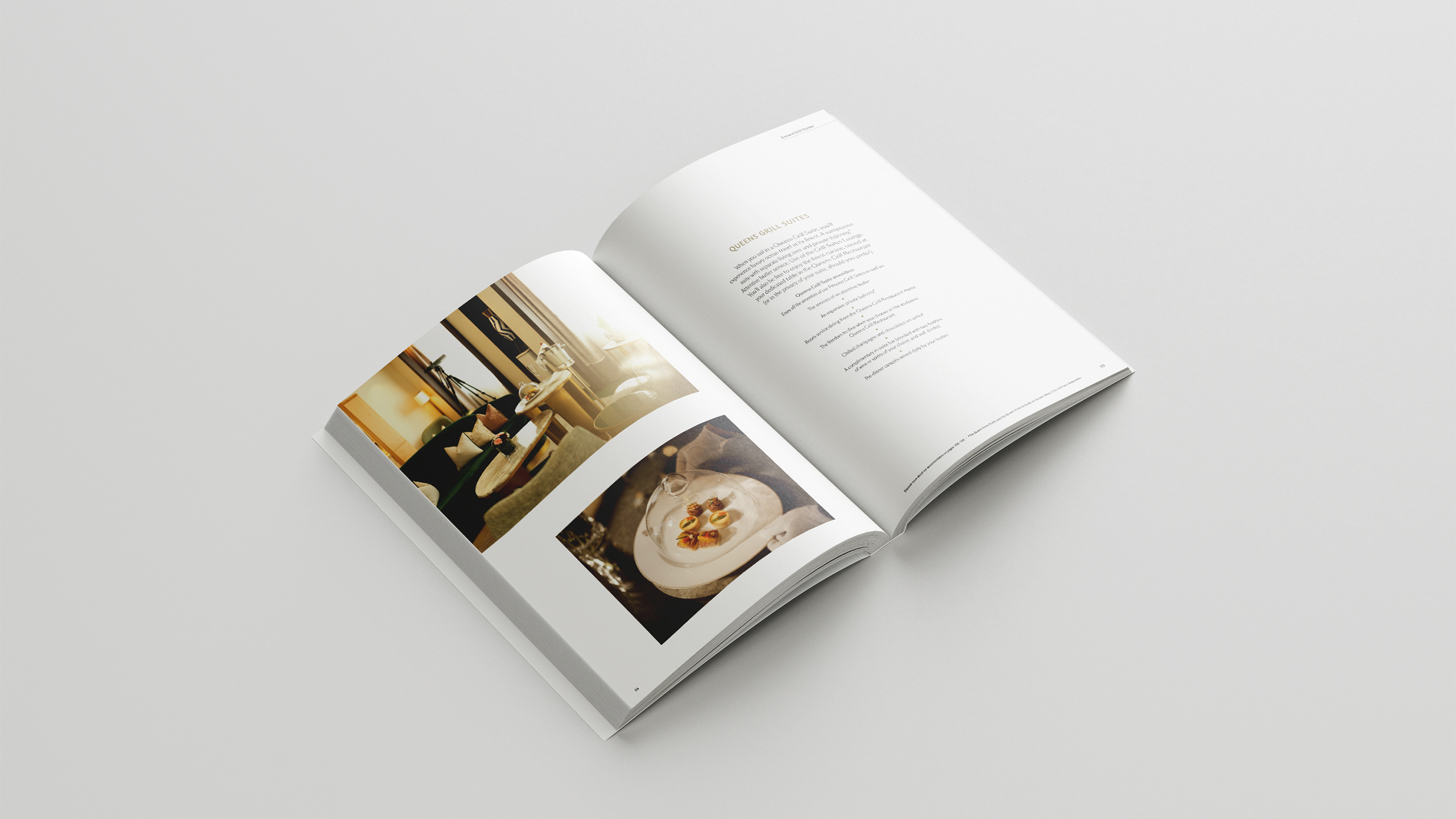 Brochure spread showing the suites and accommodation pages